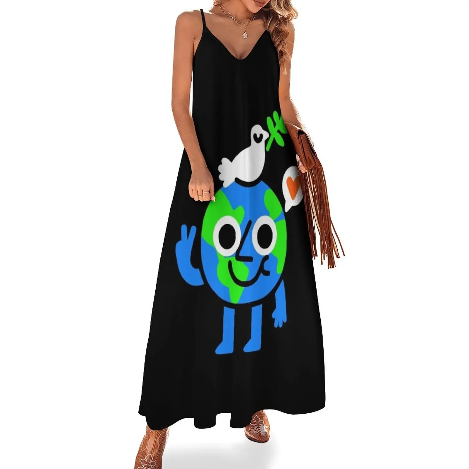 

World Peace and Love Sleeveless Dress luxury evening dress woman for wedding Beachwear Women's evening dress Elegant gowns