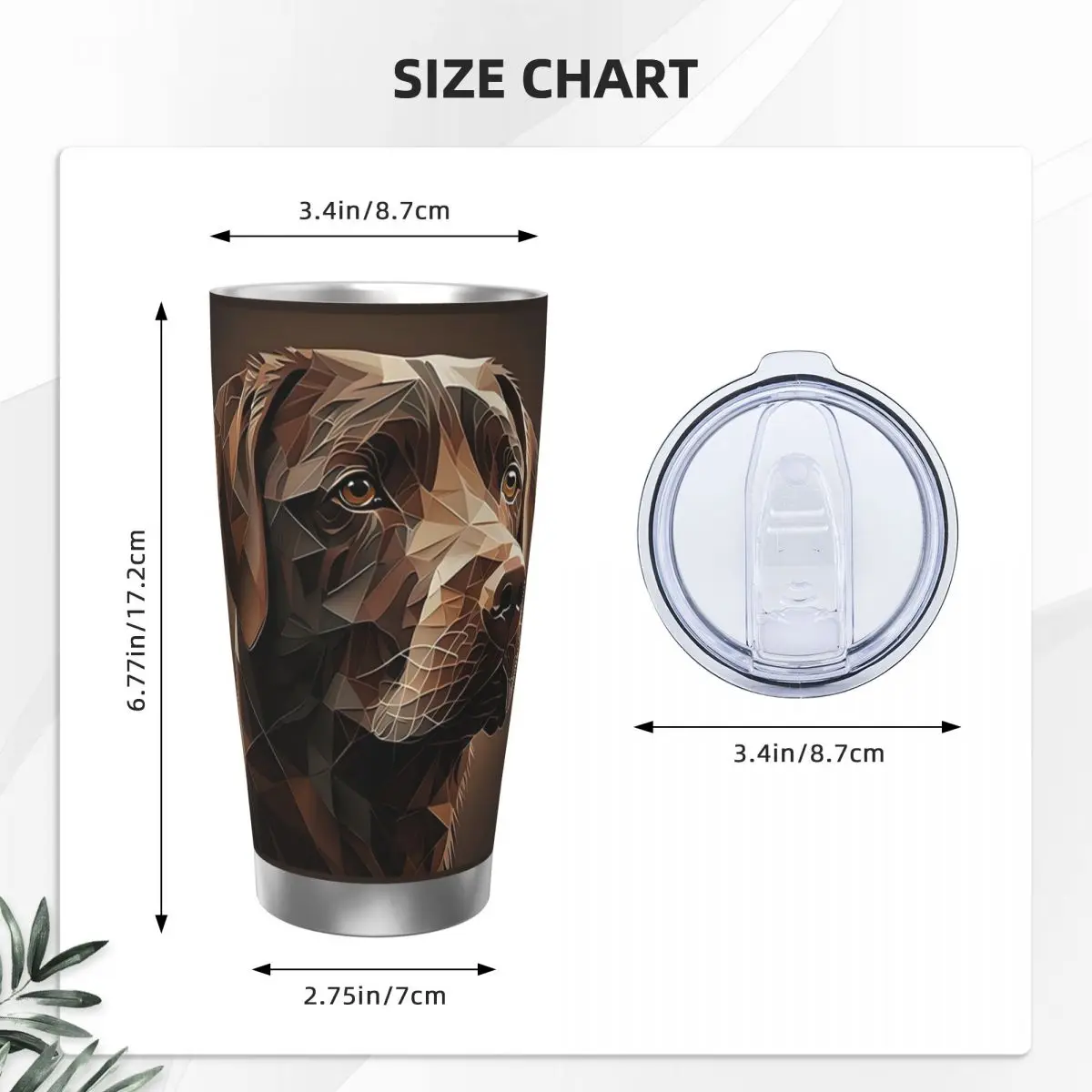 Geometric Choco A Chocolate Labrador Artwork Stainless Steel Tumbler Vacuum Insulated Mugs Thermal Cold Bottle Straws 20oz