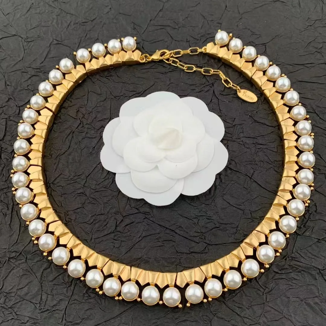 

Trendy Vintage Exaggerated pearl necklace chain for women's girl gift Party Jewelry accessories