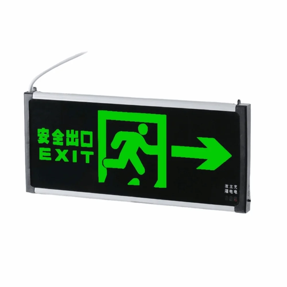 LED Light Emergency Exit Light Green Hanging Safety Exit Sign with Hard-wired with Battery Backup Evacuation Sign Light