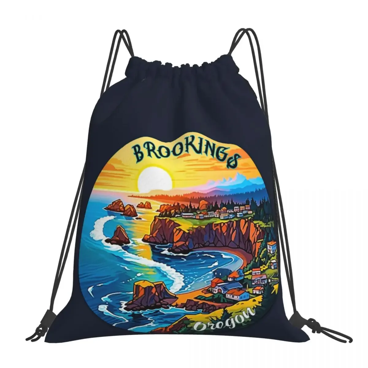 Bookings-mochilas de la playa de Oregon para estudiantes, bolsa de almacenamiento con cordón, portátil, de viaje