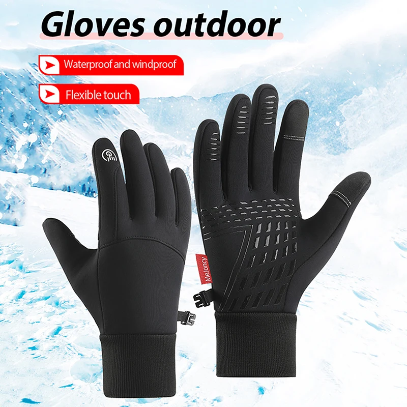 Winter Warm Touch Screen Gloves Outdoor Windproof Waterproof Cold-proof Gloves Men Driving Cycling Fishing Ski Gloves