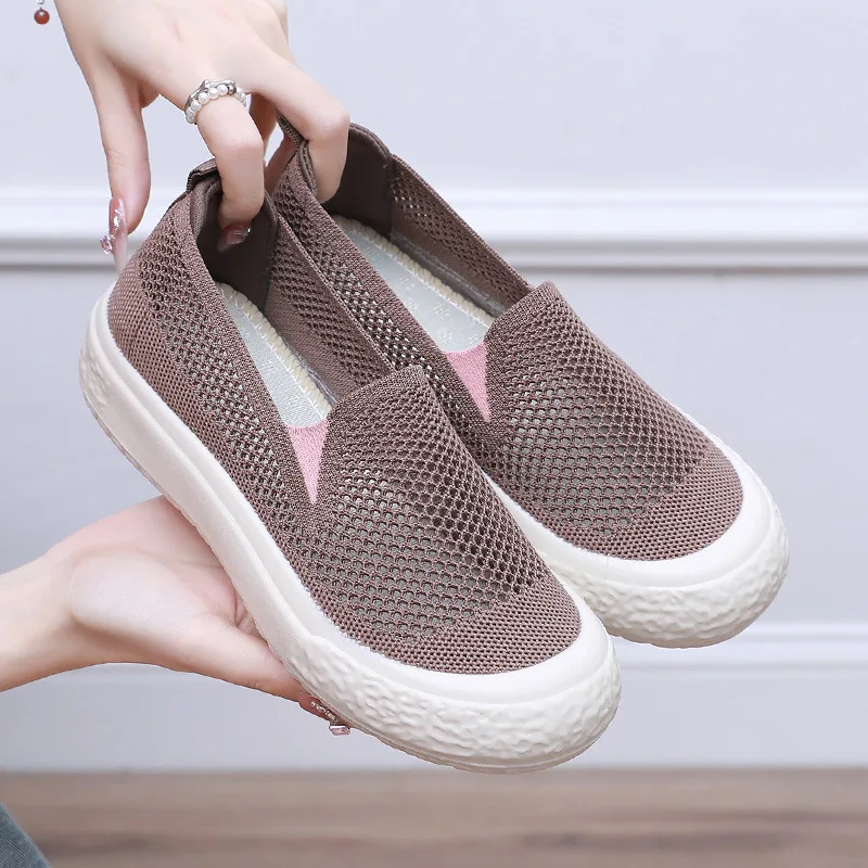 Zapatos De Mujer Sneakers Women Casual Shoes Mesh Soft Loafers Bottom Walking Shoes Mom Comfortable Footwear Flat Women Shoes