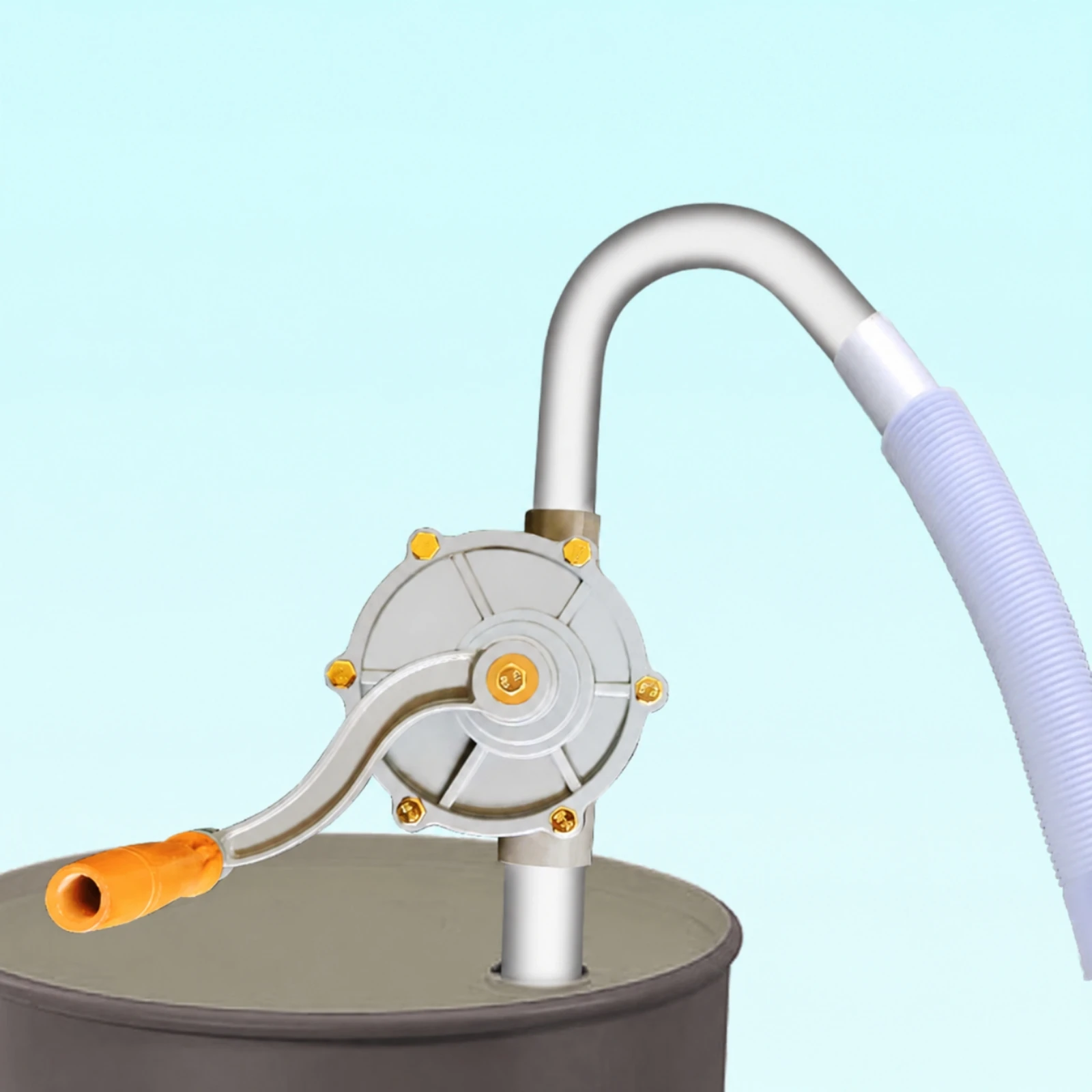 Hand-Crank Oil Pump Sturdy Manual Oil Pump Industrial Tool Threaded Joints Silver Metal