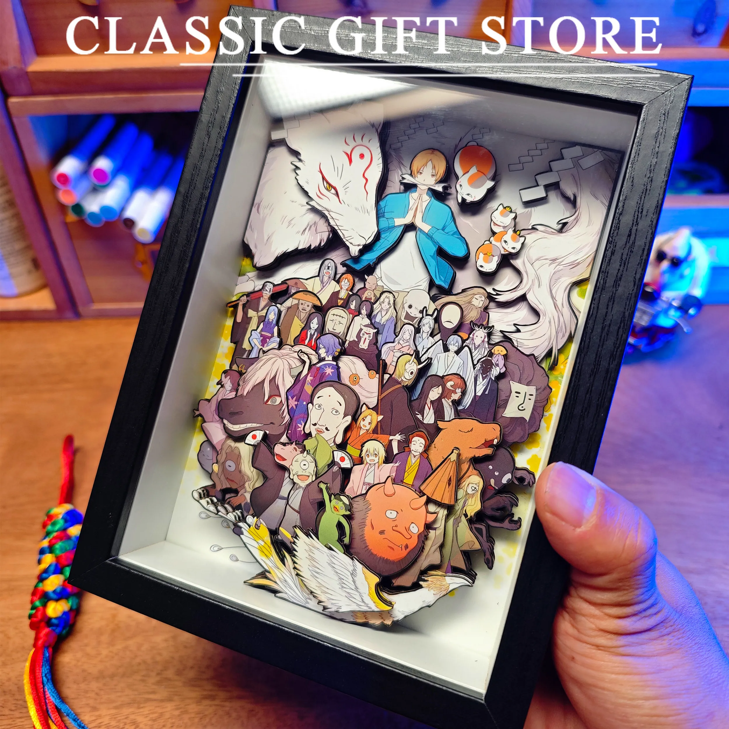 

New Natsume's Book of Friends 3D Decorative Painting Takashi Natsume Figure Handmade Decorative Picture Frame Desktop Decoration