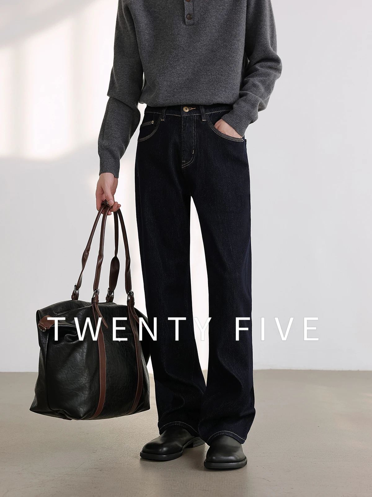 Men's Straight Leg Jeans mid Waist Casual Pure Color Commute Long Pants Cotton Elastic Denim Comfortable Wear Resistant