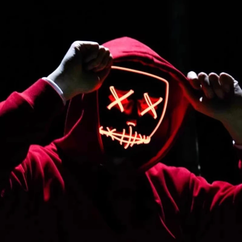 LED 발광 마스크 바 파티 호러 분위기 공연 짜증나는 발광 해골 마스크 할로윈 콜드 글로스 마스크