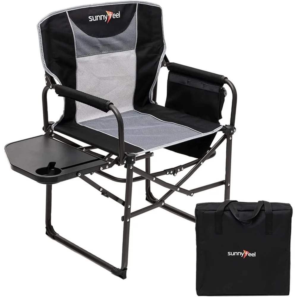 

Oversized Camping Directors Chair, Portable Folding Lawn Chairs for Adults Heavy Duty with Side Table,Pocket for Beach