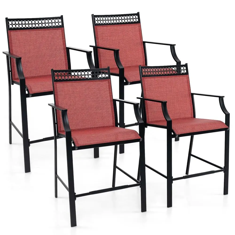 

Outdoor Bar Stools Set of 4, HeavyDuty Patio Stools amp Bar Chairs with Footrest amp Armrests, Metal Frame Counter Height Barst