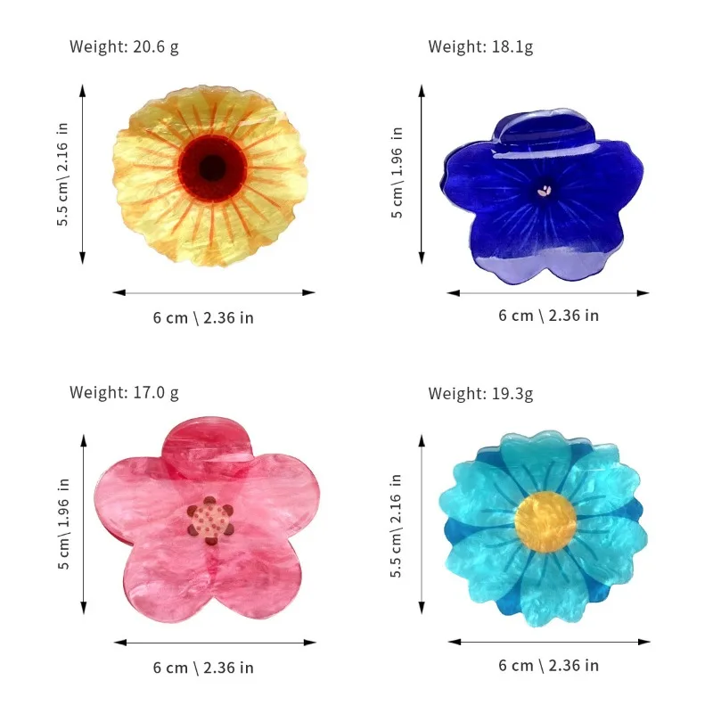 Spring Flower Design Acrylic Hair Claw Sunflower Hair Accessory Stylish Shark Clip For Ponytail And Half-up Hairstyle Decoration