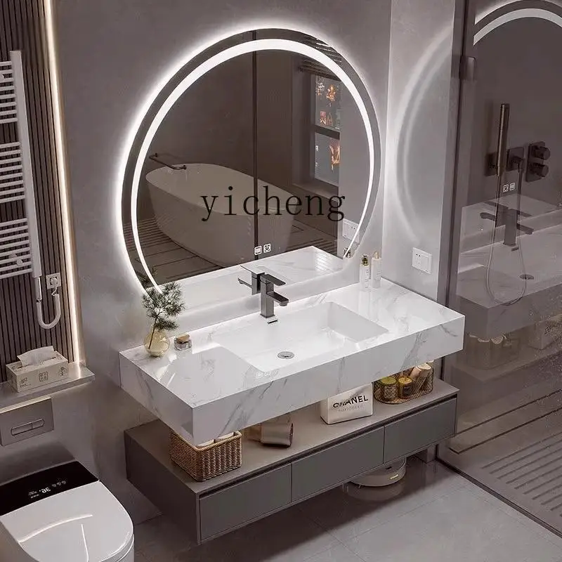 

XL bathroom cabinet, toilet, toilet, face and hand washing integrated basin, rock slab ceramic seamless washstand