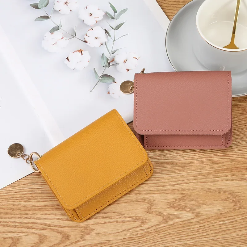 

Korean Style Women's Convertible Zipper Wallet, Ins Multi-Card Organizer Purse, Slim Solid Color Compact for Daily Travel 지갑