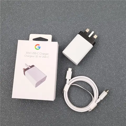 30W Charger For Google Pixel 8 7 6 Pro XL 8A 7A 6A 4A 3 Fast Charging UK Plug Power Adapter Compatible With USB-C Devices