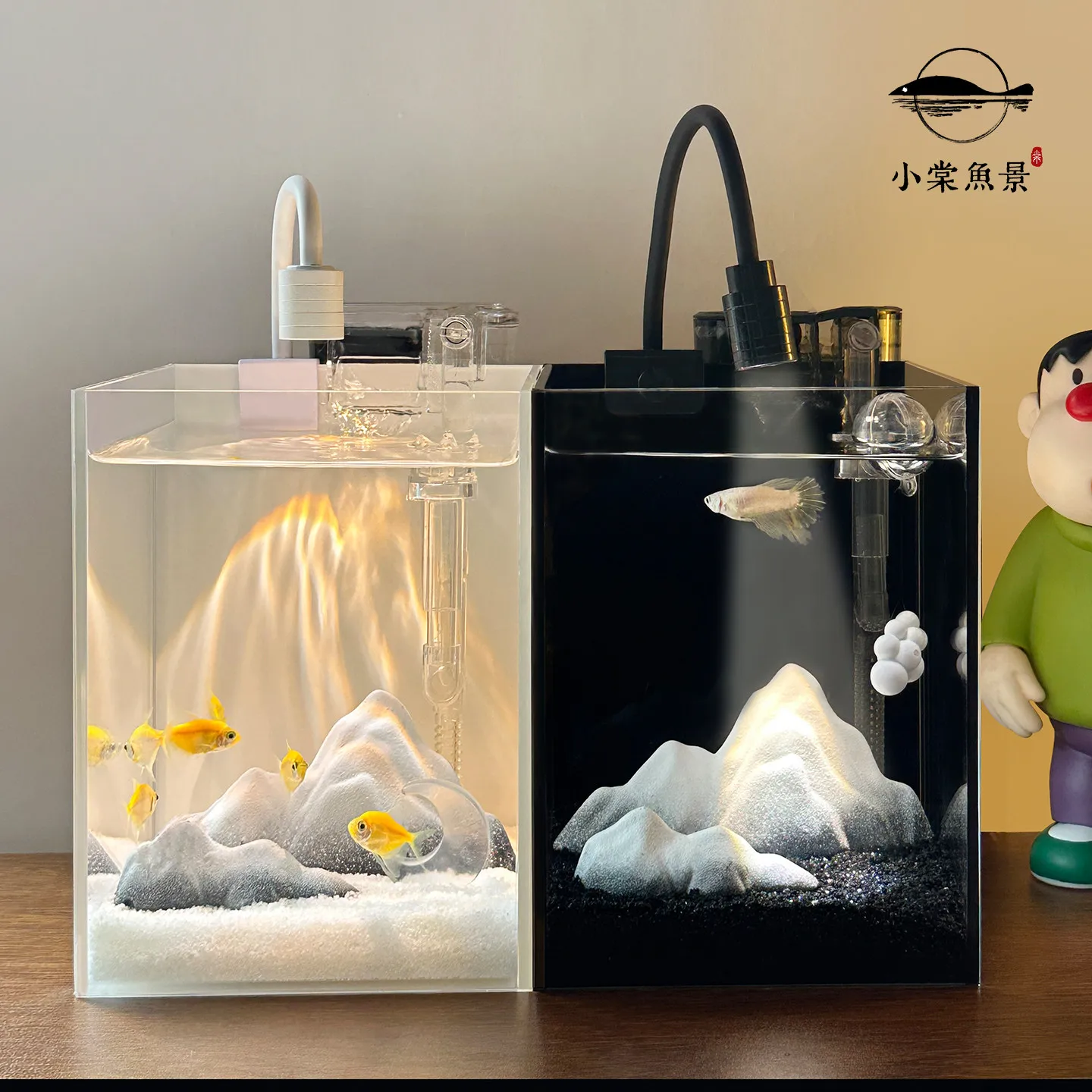 

Landscaping fish tank, small living room, home tabletop betta fish tank