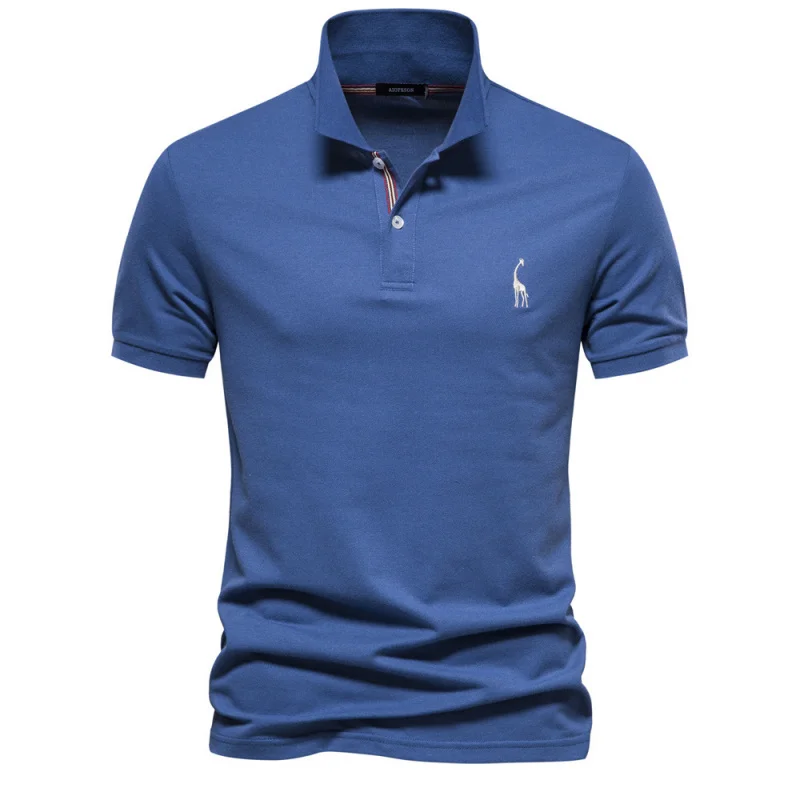 

High-quality 70% cotton deer embroidery POLO men's T-shirt, pure color, simple design, lapel, basic style, short-sleeved men's t
