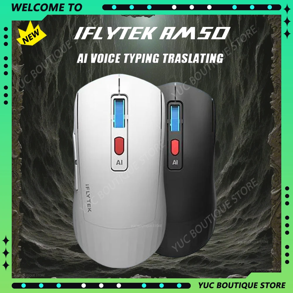 IFLYTEK AM50 New Intelligent Voice AI Translating Mouse Custom Ergonomics Bluetooth Wireless Tri-mode Mice PC Accessories Office