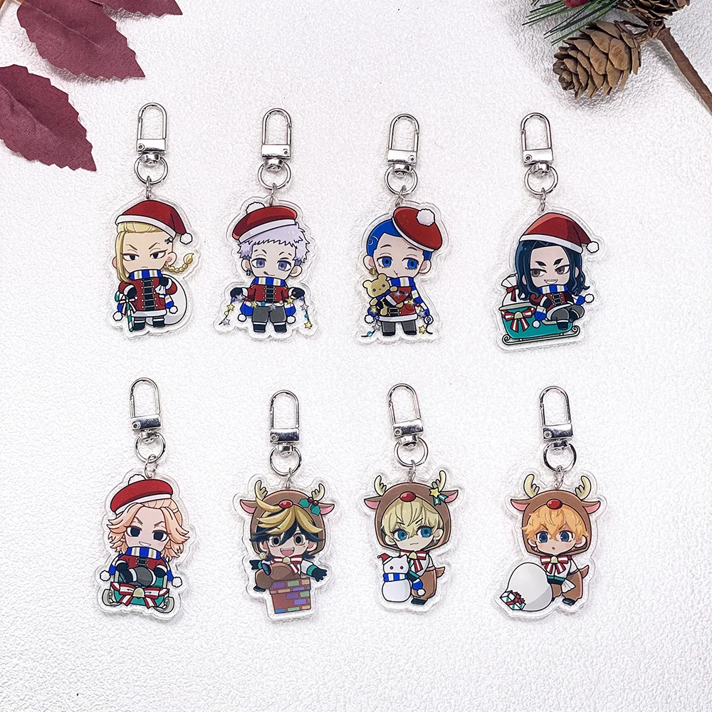 8Pcs Anime Figures Tokyo Revengers Keychain Accessories Acrylic Cute Charms Pendant For Bag Funny Key Holder Backpack Decoration