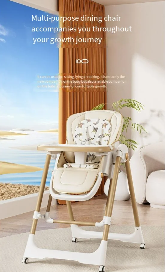 Cadeira de bebê sentada e deitada que pode ser dobrada em uma cadeira de balanço dois em um para jantar