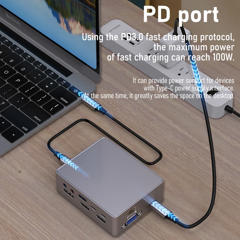 17 で 1 PD usb c ハブサンダーボルトドック HD タイプ c ドッキングステーション 2x hdmi ラップトップ macbook pro macmini ハブ surface pc アクセサリー