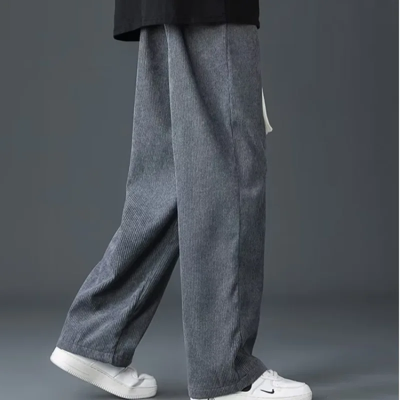 Corduroy Fashion Spring Men Trousers Casual Loose Solid Color Multiple Colour Trousers Straight Cylinder Youth Wide Leg Pants
