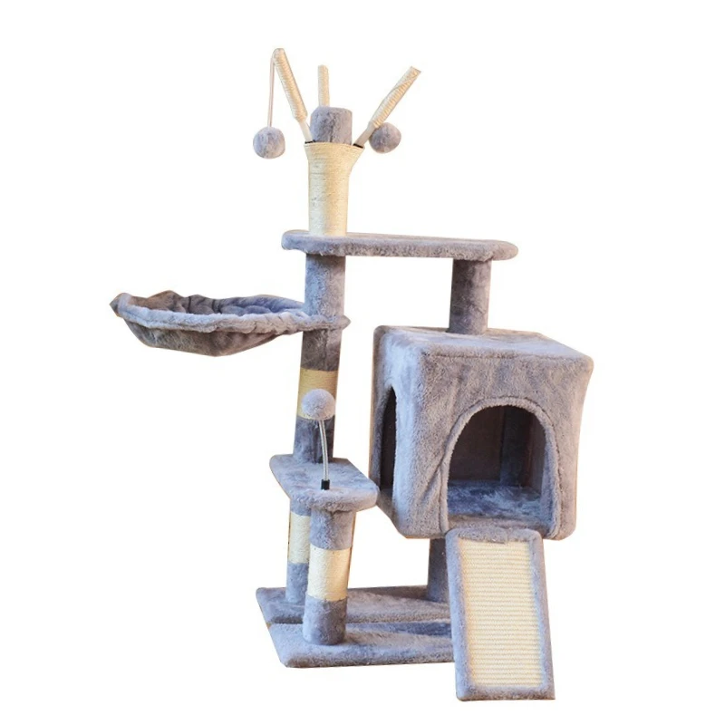 

Cat Tree & Scratcher Wood Nest with Sisal Column Jumping Platform Direct Factory Wholesale for Big Cats