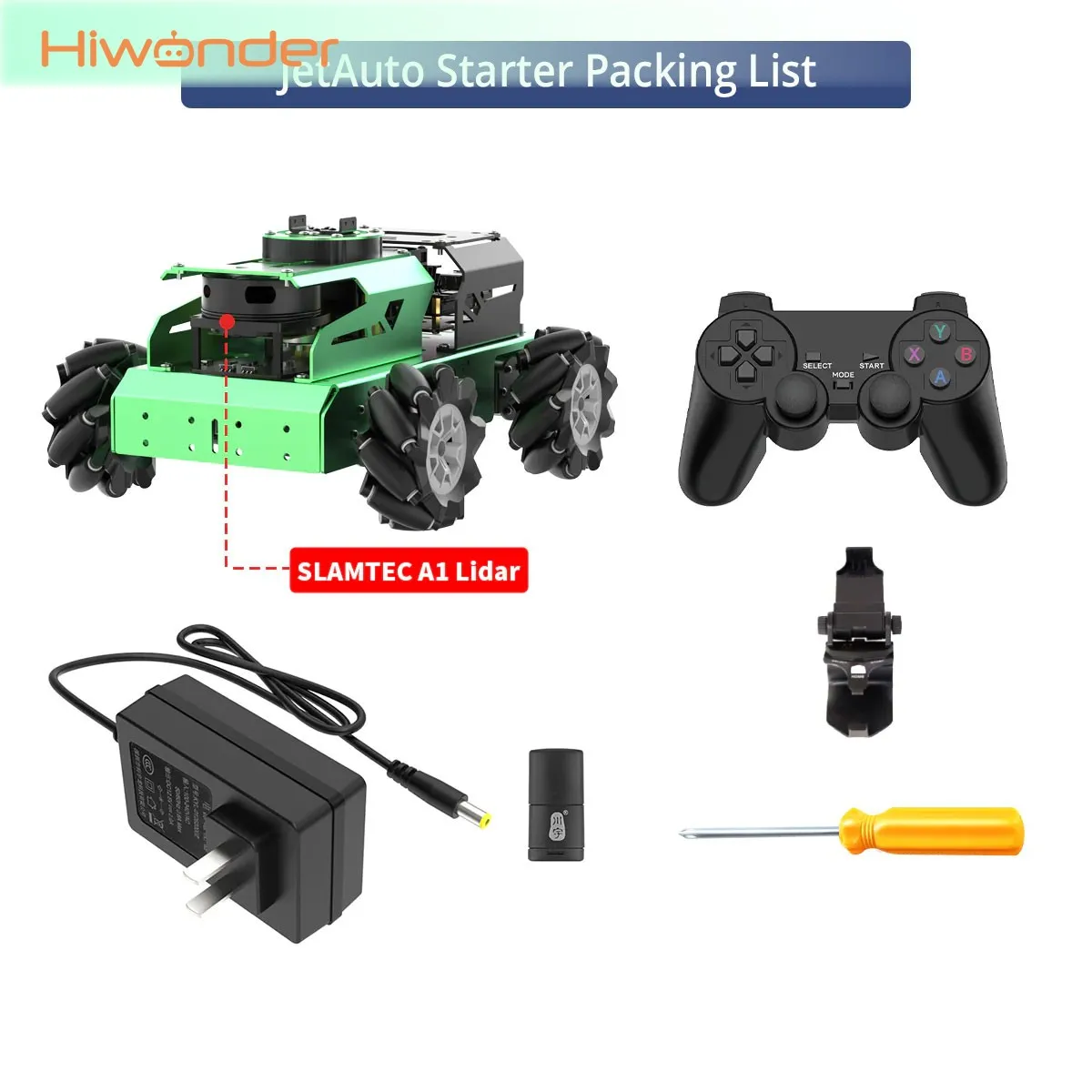 

Автомобиль на колесах Hiwonder JetAuto Mecanum (Jetson Orin Nano 4 ГБ/8 ГБ) с SLAMTEC A1 LiDAR, с/без камеры