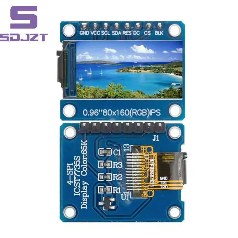 .Hot Sale-0.96 Inch IPS LCD TFT Display Module 160x80 HD 65K SPI Interface ST7735S 3.3V For Raspberry Pi DIY Project