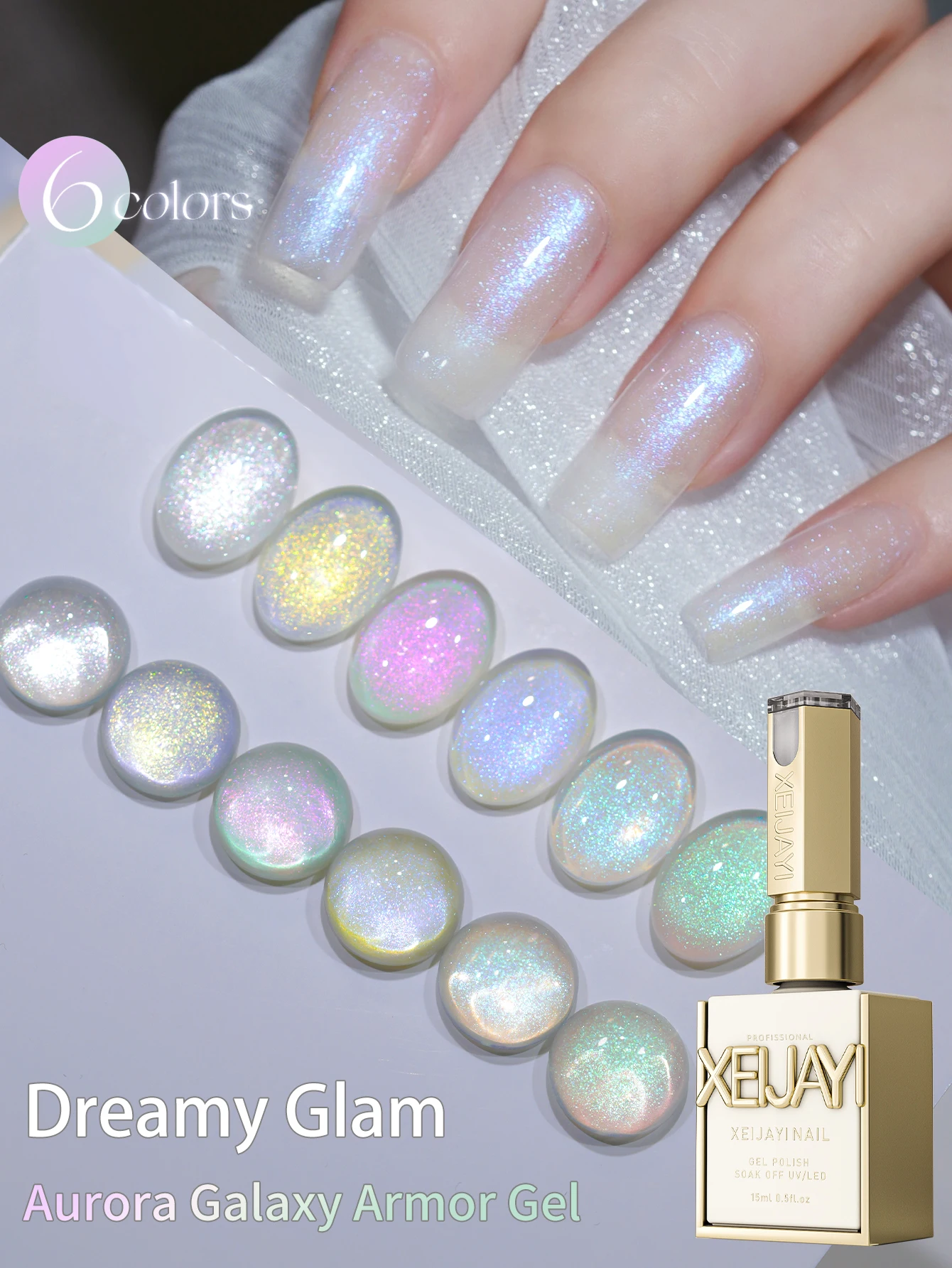 XEIJAYI 6pcs Nail Gel Polish Set Semi Permanent Nail Art Soaking UV LED Nail Salon DIY Nail Salon Gel For Spring And Summer