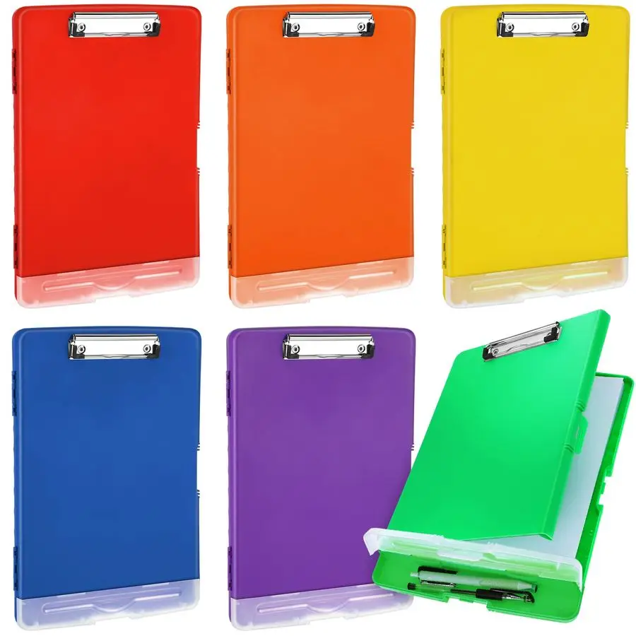 

Набор из 6 цветных клипбордов с отсеком для хранения, прочные пластиковые папки-клипборды для медсестер, водонепроницаемые медицинские держатели формата А4 для медсестер и врачей