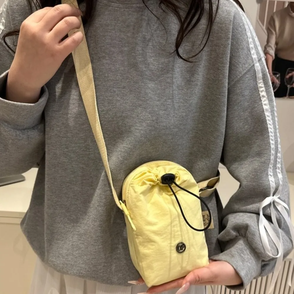 

Solid Color Mini Nylon Crossbody Bag Zipper Ultra-light Drawstring Small Square Bag Multifunctional Korean Style