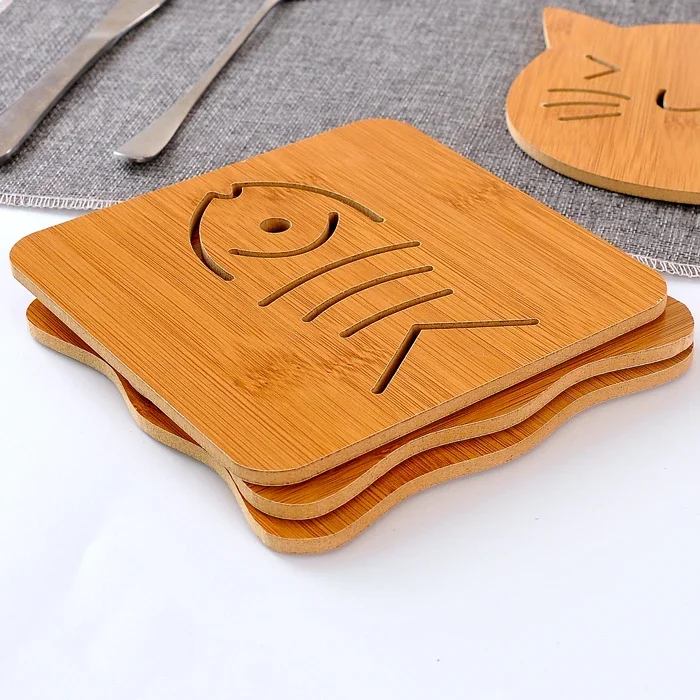 New Cute Shape Wooden Anti-slip Table Mat Heat Pad Insulated Hot Pot Mat Kitchen Placemats Insulation Mats