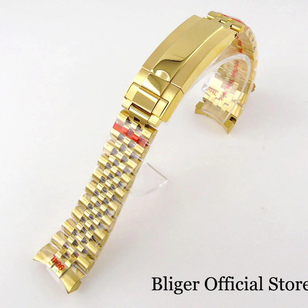 Silver Gold Black 20mm Width Jubilee Strap Bracelet with Slide Glide Lock Clasp Stainless Steel fit 40mm SUB/GMT Men Watch