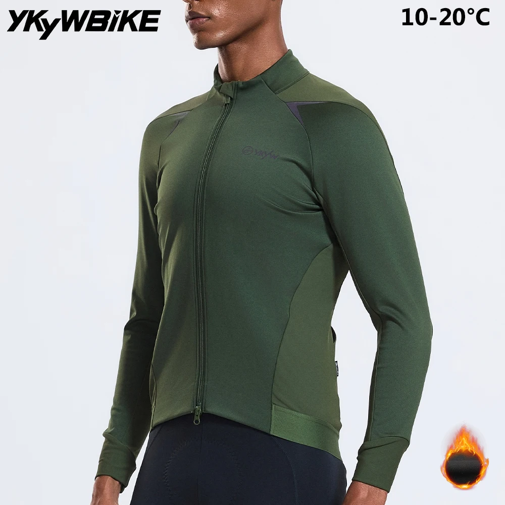 

YKYWBIKE Men's Cycling Jacket Anti-Splash Bicycle Jersey Windproof Long sleeved fleece lined Shirt Thermal Road Bike Clothing