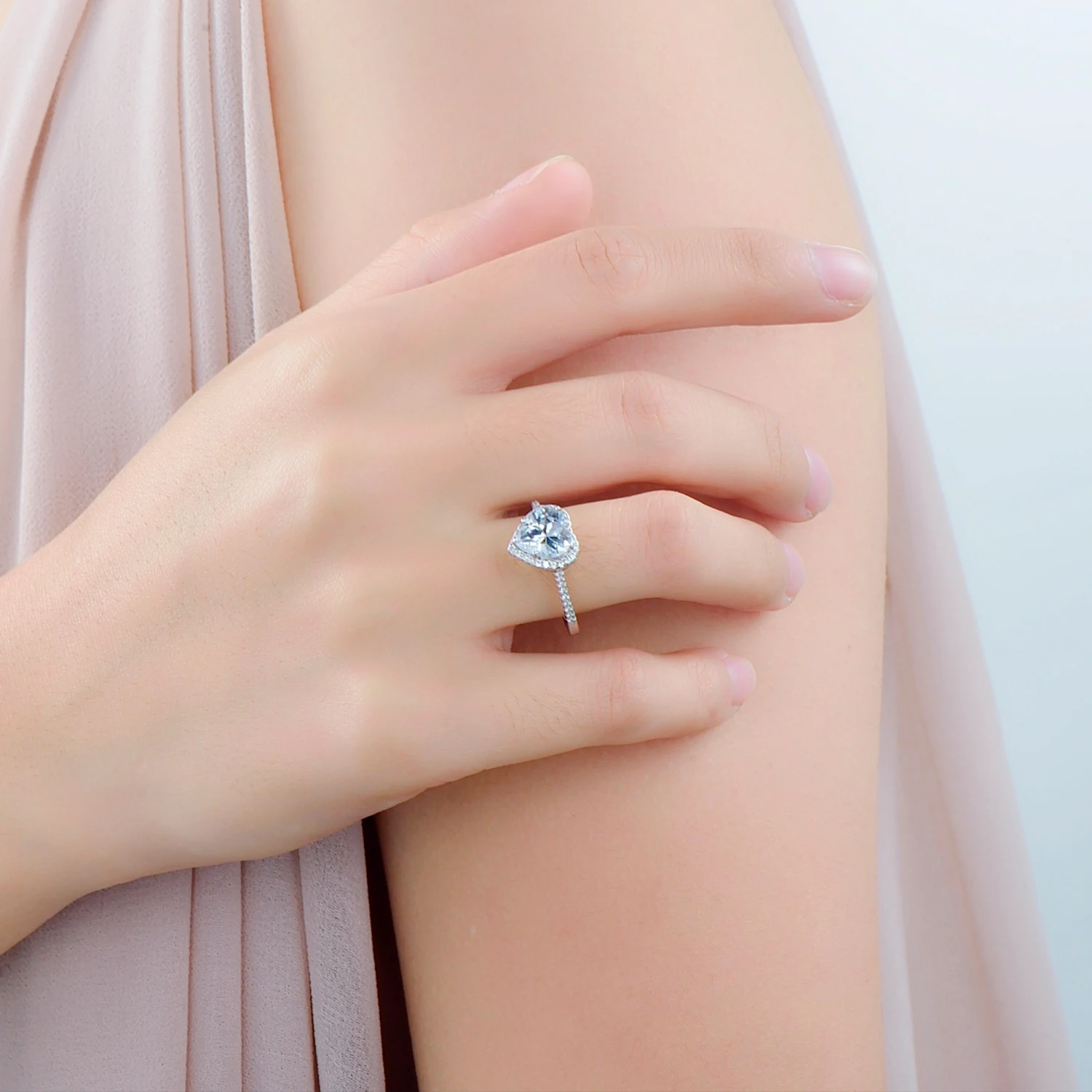 Heart shape 925 Sterling Silver jewelry Ring AAAAA Level CZ wedding band Engagement Rings for women girls bijoux With Gift Box