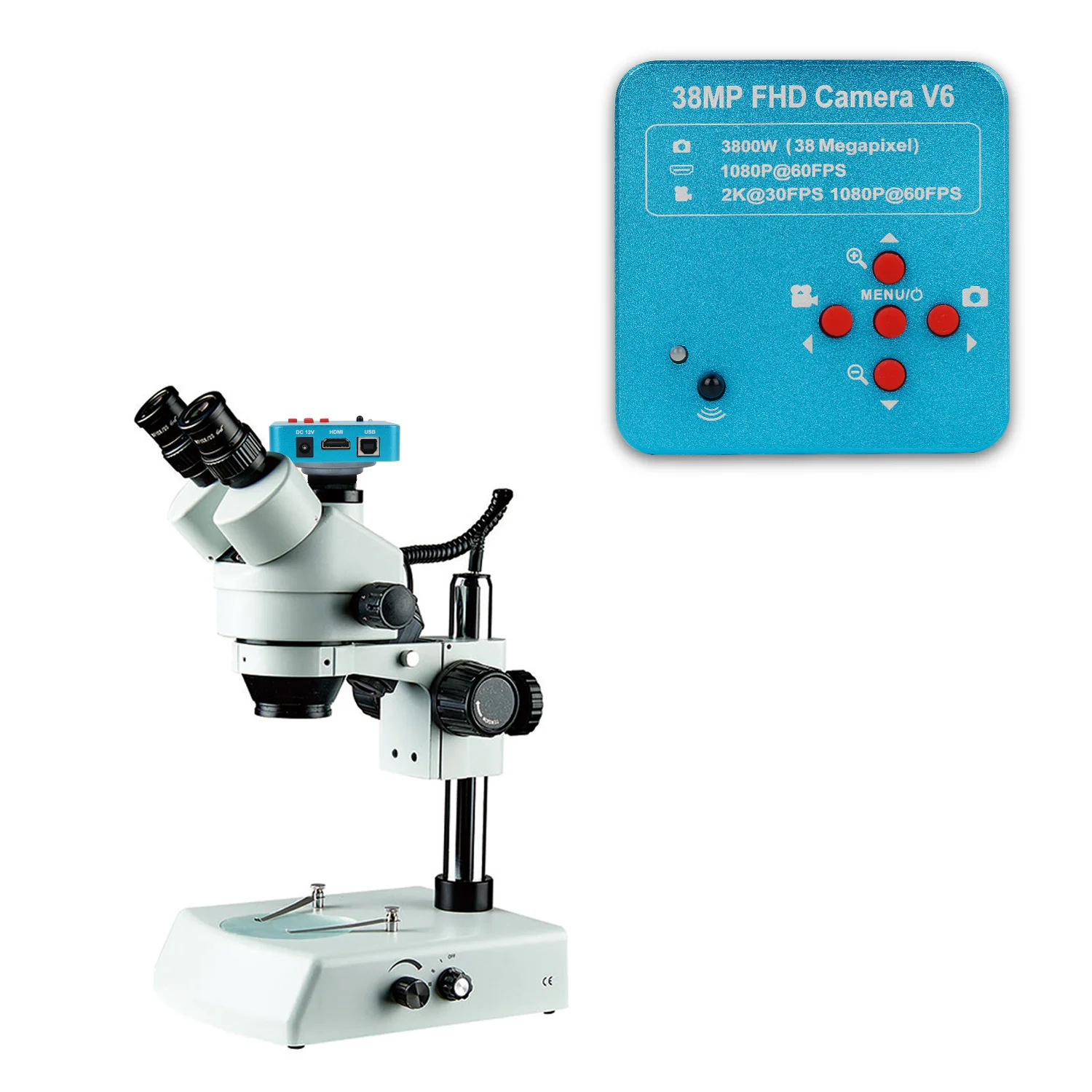 48MP 38Mp 4K 2K HDMI USB Industrial Digital Video Microscope Camera Zoom 130X C-Mount Lens LED Ring Light For Repair Soldering