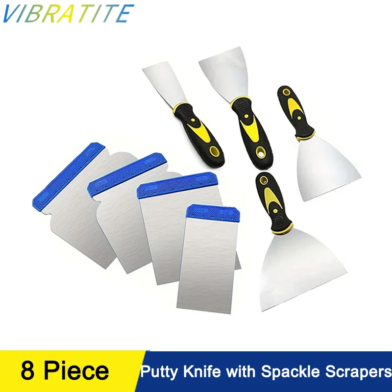 8 Pcs Putty Knife with Spackle Scrapers for Cleaning Repairing Wall Applying Plaster Cement Adhesive Removing Wallpaper Decals