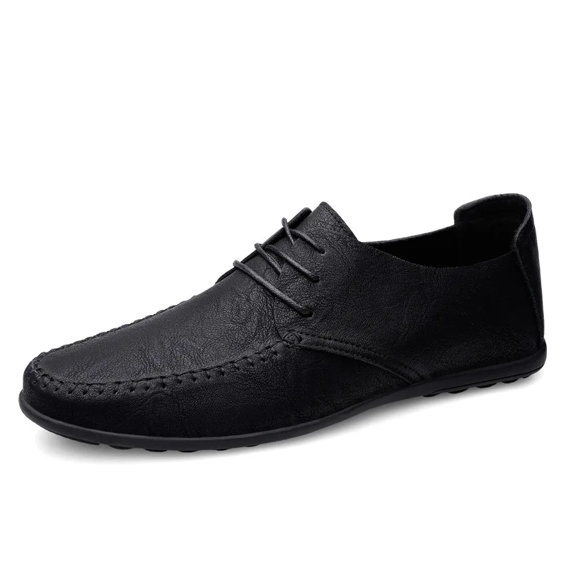 Men Leather Casual Shoes Outdoor Comfortable High Quality Fashion Soft Homme Ankle Non-slip Flats Moccasin Trend Plus Size 38-47