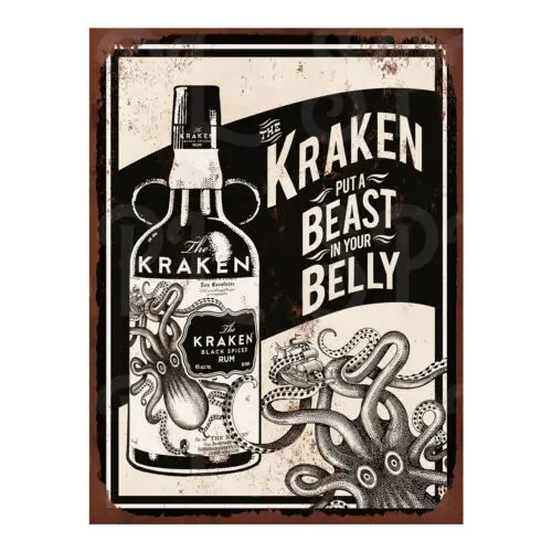 Kraken Retro style metal tin sign/plaque HOME Decor