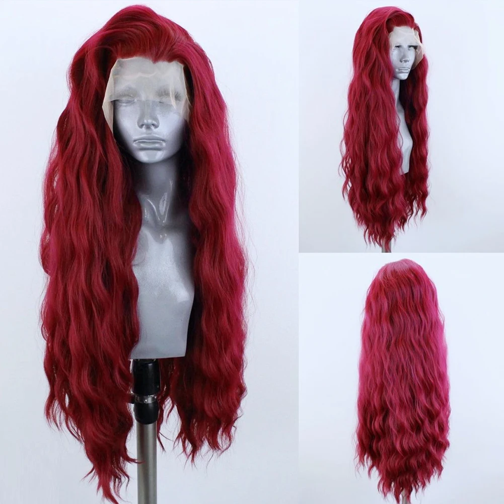 AIMEYA Synthetische Lace-Front-Perücken für Frauen, natürlicher Haaransatz, Kunsthaar-Spitzenperücke, lange braune Perücke, vorgezupfte Cosplay-Frauenperücken – Detail 17
