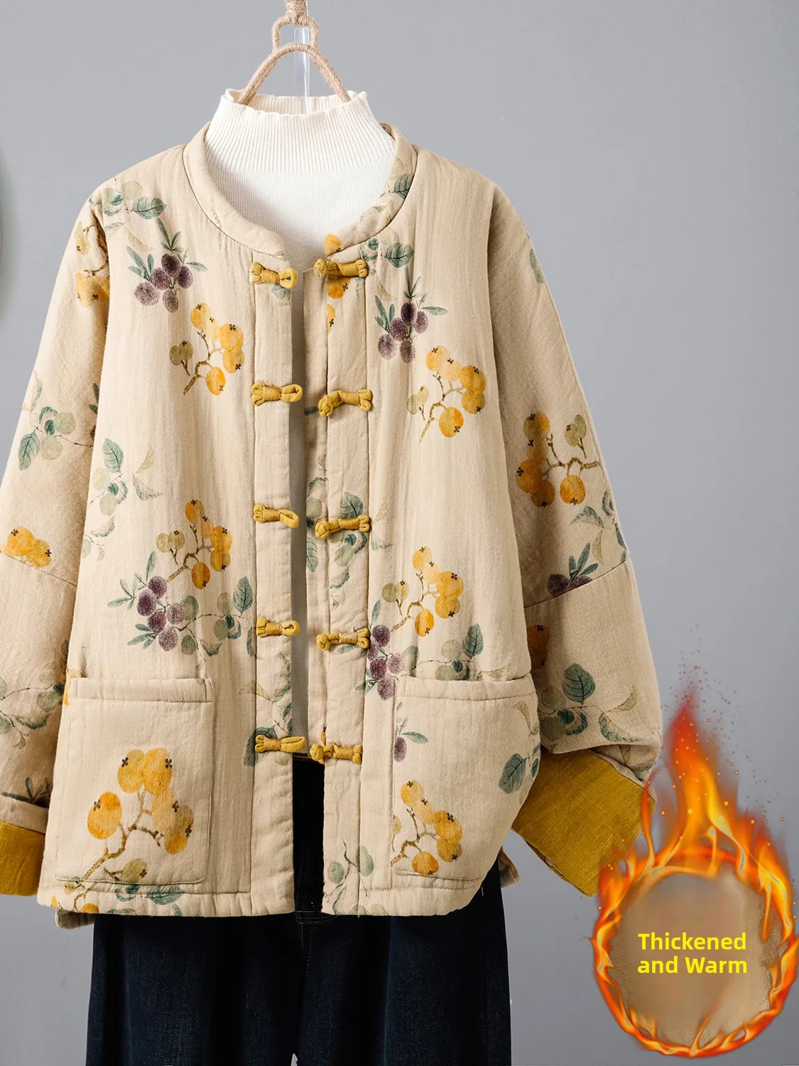 

New Chinese Sle Double-Sided Wear Floral Embroidered Thiened Cotton Jaet Women's Winter High-End Anti-Aging Cotton Coat