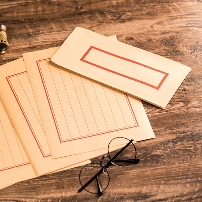 Envelopes retrô 10 unidades, estilo chinês, envelopes negócios, envelopes papel com moldura