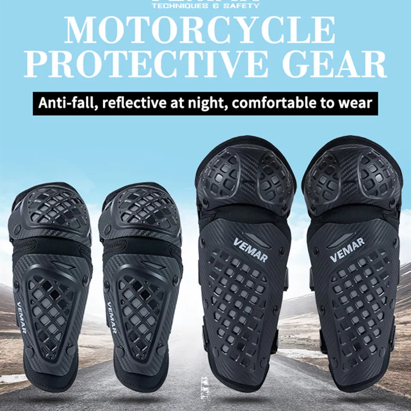 VEMAR 4Pcs/Set Motocross Knee Elbow Protectors Adult Motorcycle Racing Elbow Kneepad Moto Sports DH MTB Cycling Knee Guards