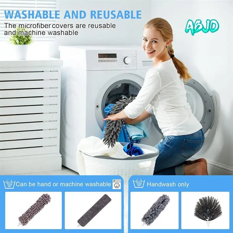 ABJO-5-In-1 Kit Dusters Forcleaning Duster Withextension Pole,Extendable Duster With100 Inches Forcleaning Ceiling Fans B