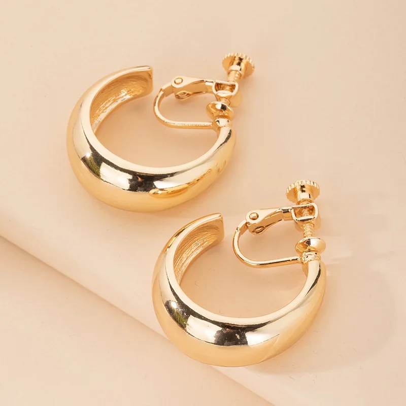 JIOFREE New Gold Color Alloy Clip on Earrings for Women Girls No Pierced Earrings for Women Party Jewelry Gifts