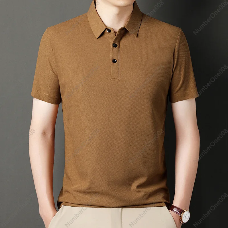 Foreign Trade New Waffle Short-sleeved T-shirt Men's Summer Casual Solid Color Lapel Half-sleeved Men's Top