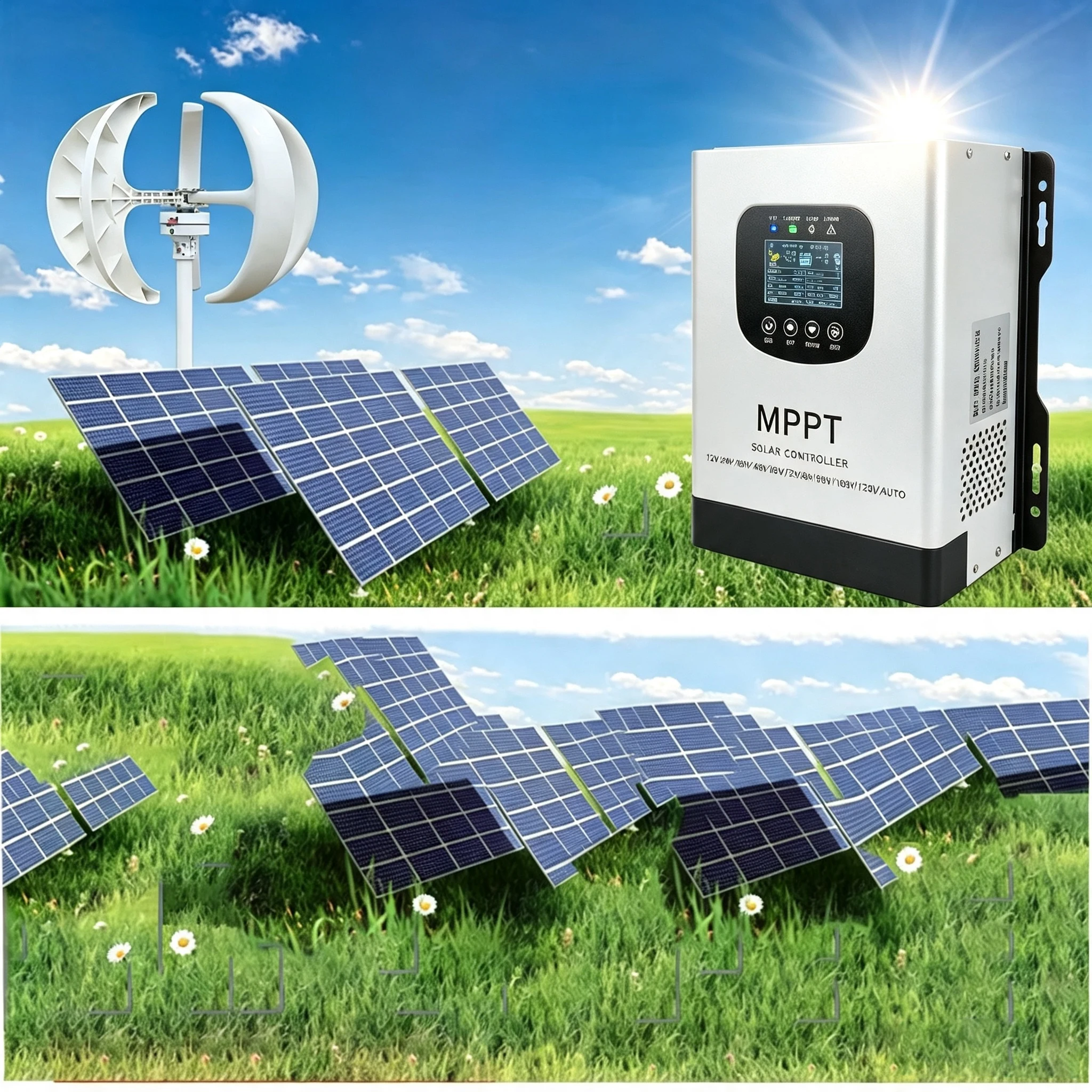 High Efficiency Intelligent Solar MPPT Regulator Full Protection Temperature Compensated For Off-Grid Solar System