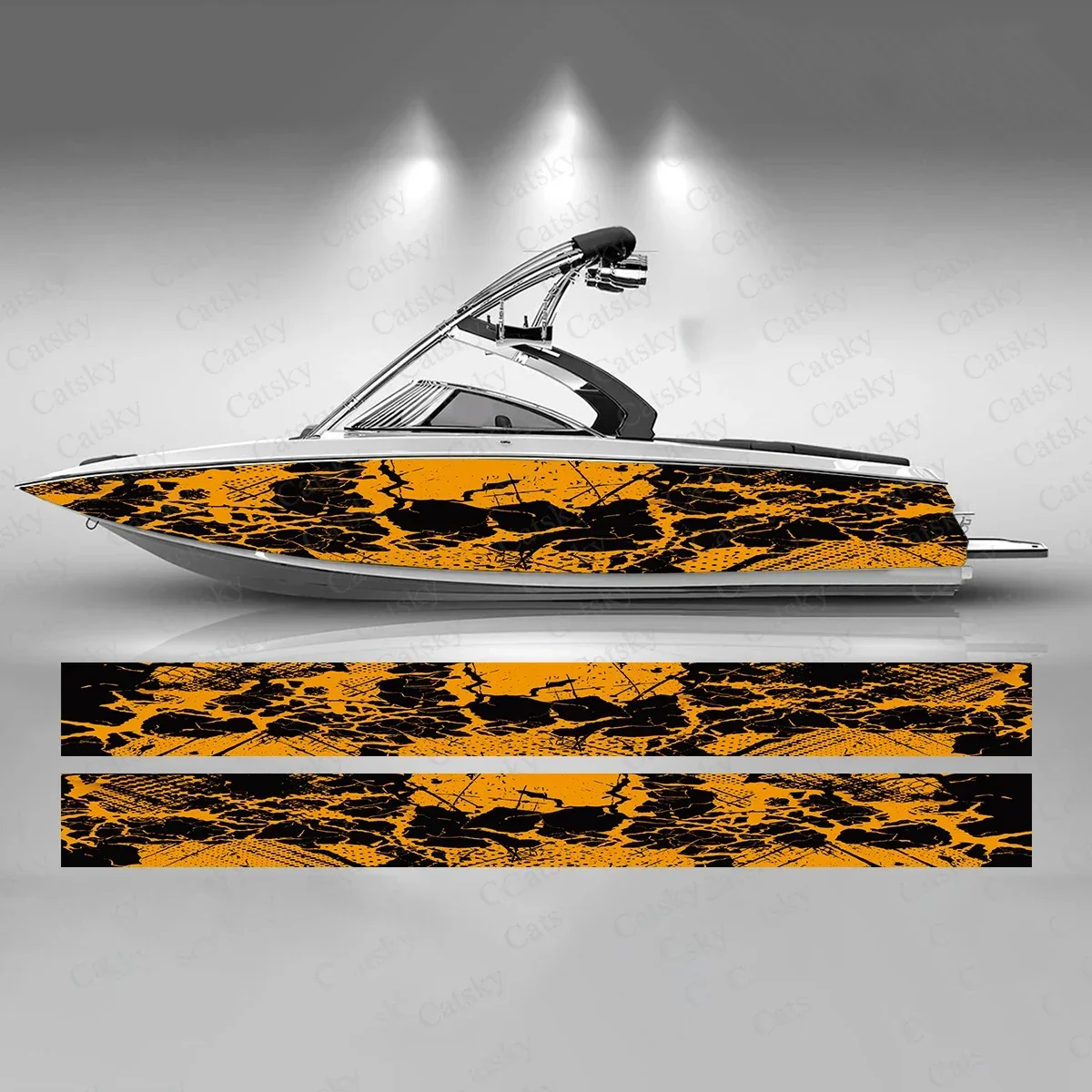 

Yellow Black Design Colorful Boat Sticker Fashion Custom Fish Boat-Sticker Vinyl Waterproof Boat Wrap Graphic Boat Wrap Decal