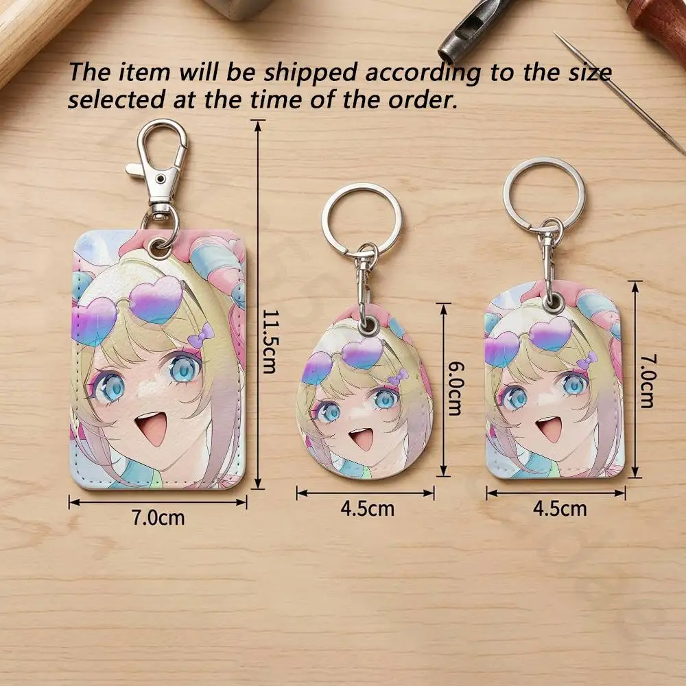 NEEDY GIRL OVERDOSE KAnge Rectangle Card Case Keychain Access Card Bag Key Tag Ring Leather Card Holder Key Ring Access view 6