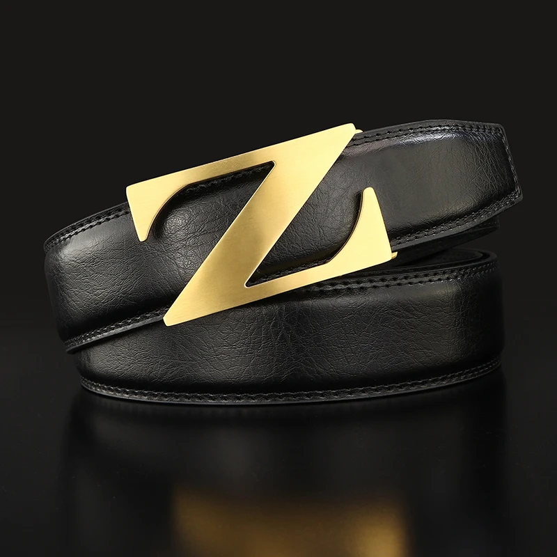 High grade Stainless steel letter Z belts men luxury famous brand Automatic Buckle fashion leather designers young men ceinture