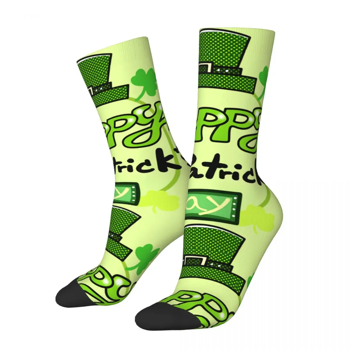 Funny Happy Happy Cool Men's Socks Vintage Harajuku St. Patrick's Day Irish Shamrock Hip Hop Novelty Casual Crew Crazy Sock